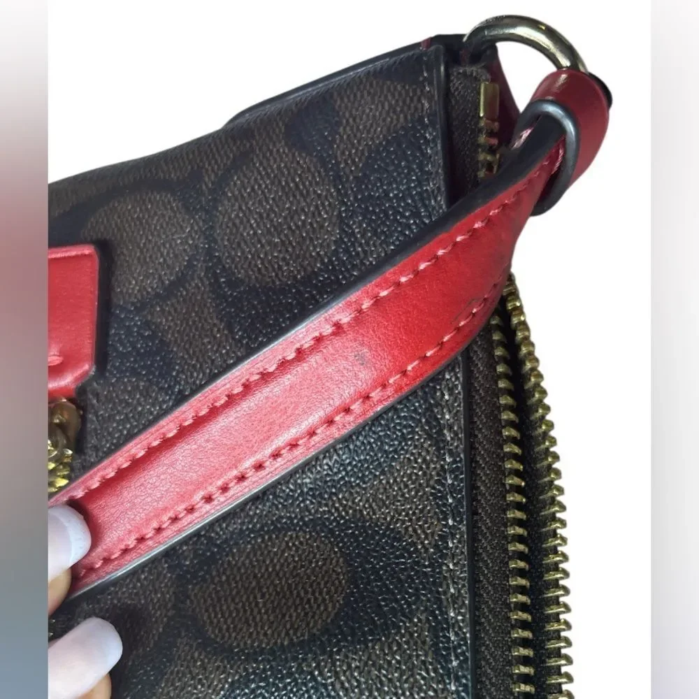 Coach Signature Rowan Brown and Red‎ Crossbody